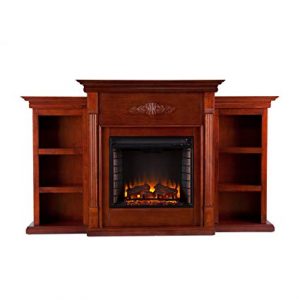 Southern Enterprises Tennyson Electric Fireplace with Bookcase, Classic Espresso Finish