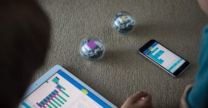 Kids learning to code Sphero Bolt with the Edu App